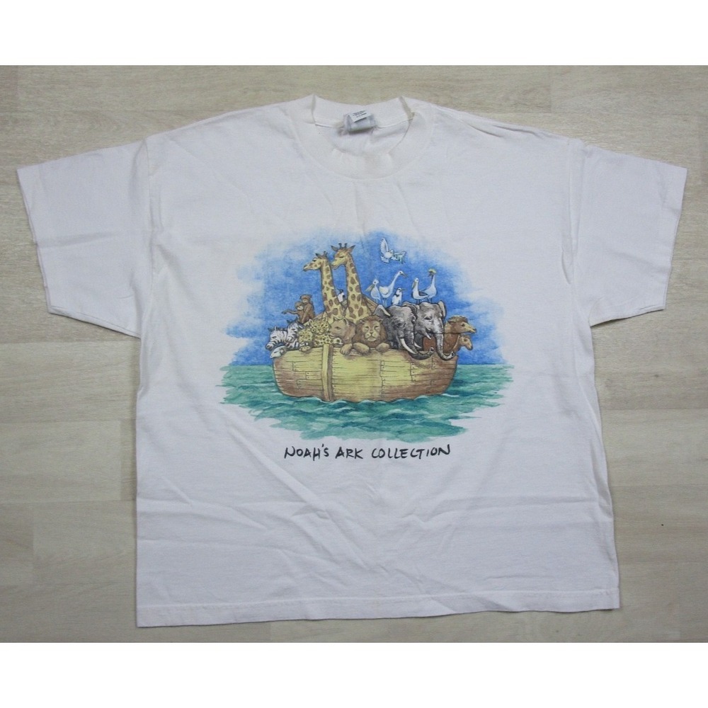 Vintage 90s Noah's Ark Collection T-Shirt Size (XL) Christian Simply Basic